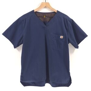 Carhartt Mens Scrub Top Medium Navy‎ Blue Ripstop V-Neck Chest Pocket